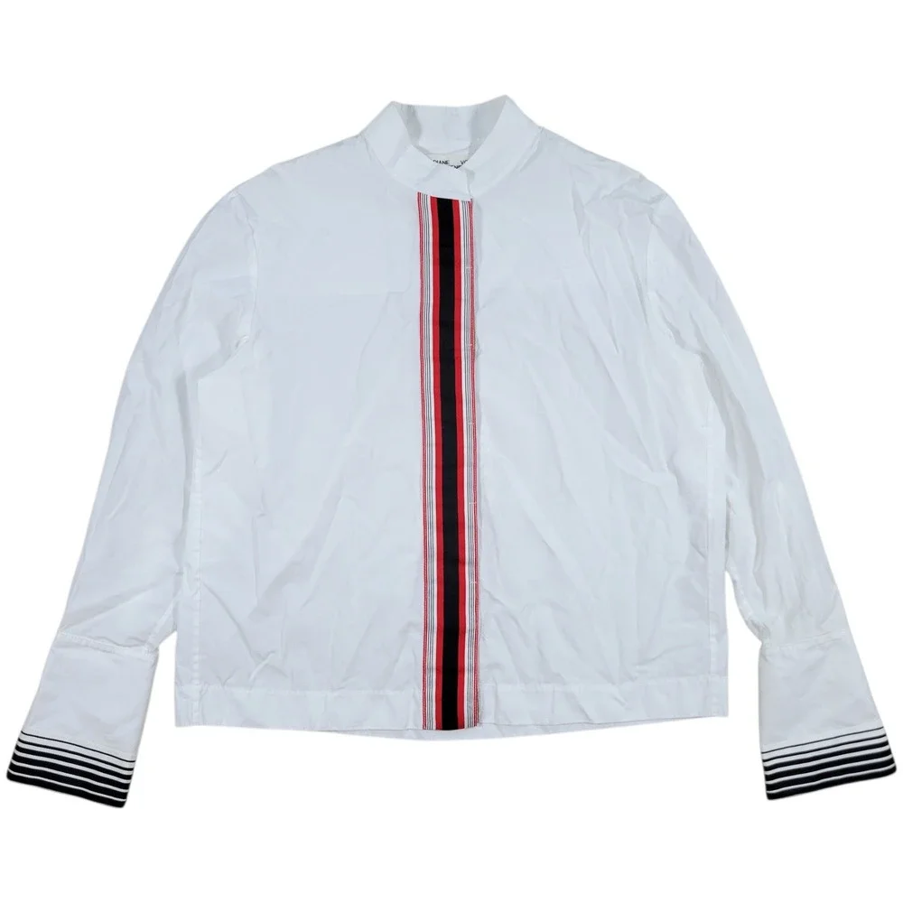 Diane Von Furstenberg‎ Button Top Womens 4 White Striped Cuff Modern Business